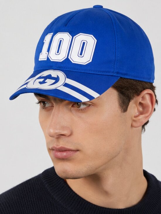 Gucci Other - NWT Gucci 100 Anniversary Interlocking G Blue Baseball Cap Hat Made in Italy 673